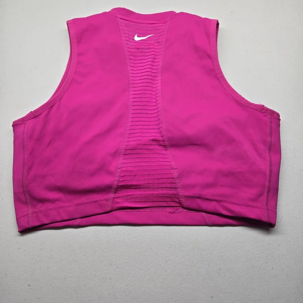Nike Women Sports Bra Large Pink Pro Dri FIT Pullover  Zipper Pullover READ